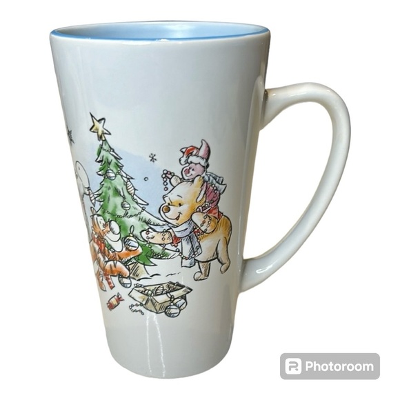 Disney Winnie Pooh Friends Tall Coffee Cup Mug Christmas Warmest Wishes on Back - Picture 1 of 10